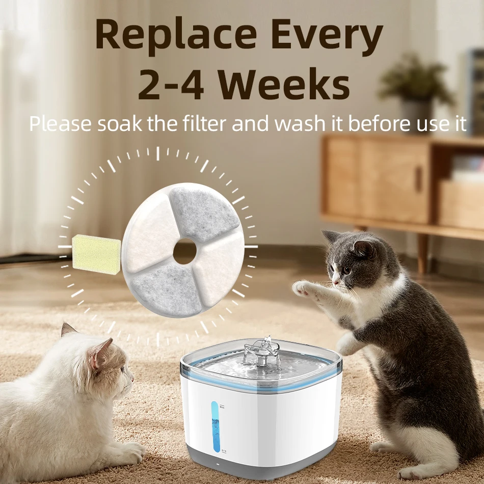 ROJECO Cat Water Fountain Replaceable Filter Only for 3L Dual Radar Wireless Drinking Fountain for Pet Dog Water Purifier Filter