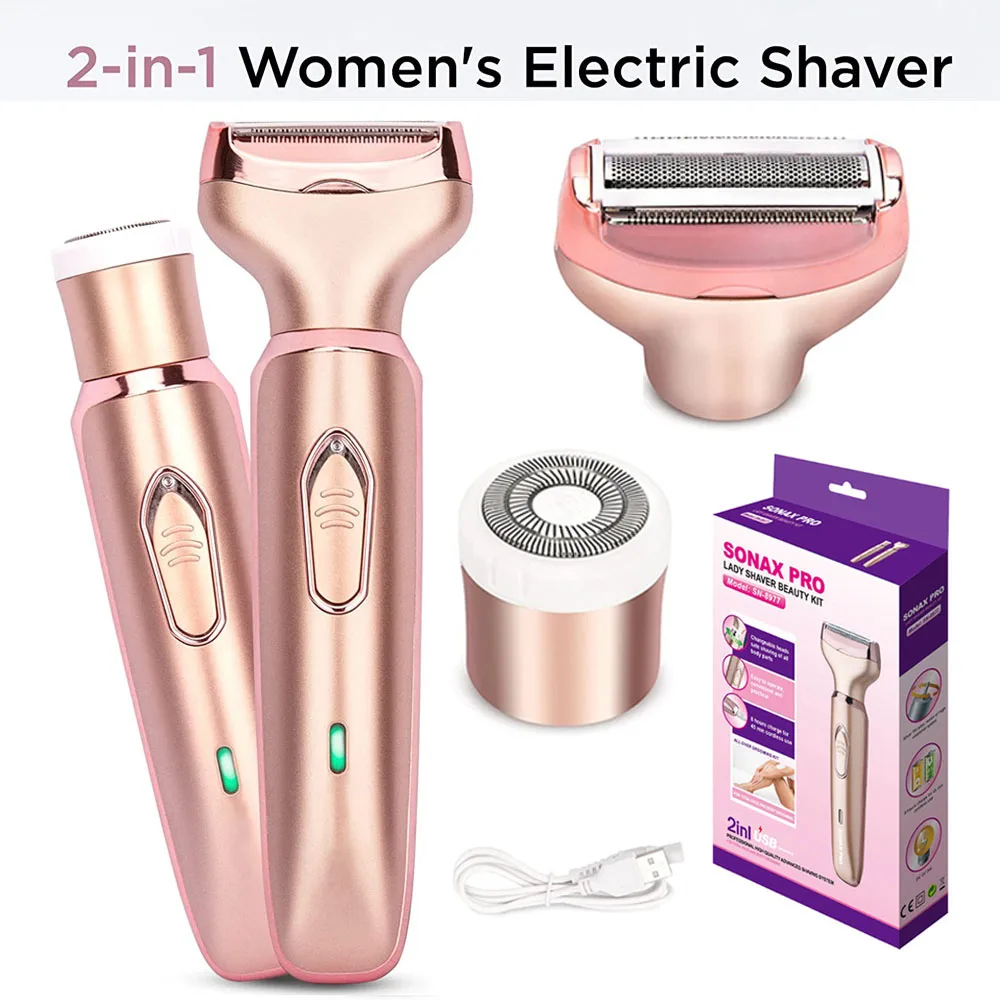 Professional 2 in 1 Epilator Electric Razor Hair Removal for Women Painless Face Shaver Bikini Pubic Hair Trimmer Machine Tools