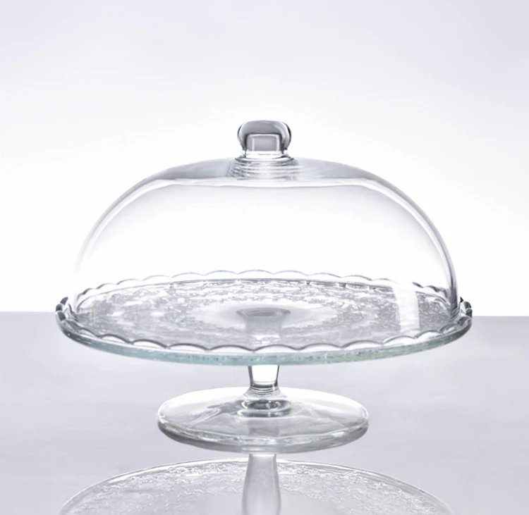 

Glass high foot cake display tray, dessert pastry dust cover, fruit tasting tray, home display rack