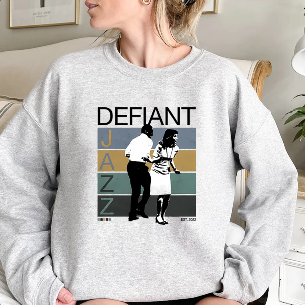 الرجعية Defiant الجاز البلوز قطع مقنعين خمر 90's البلوز برنامج تلفزيوني سترة للجنسين طويلة الأكمام بلوزات