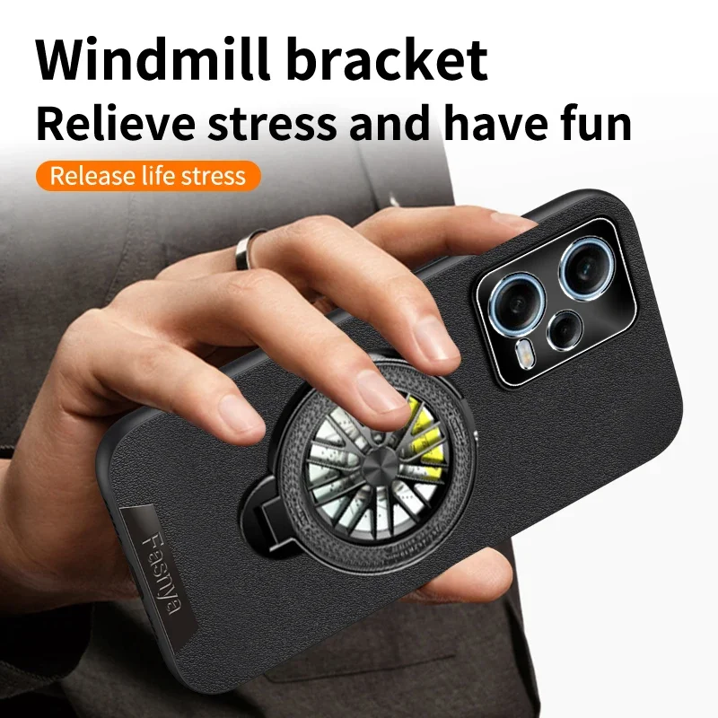 Leather Texture With Holder Phone Case For Redmi Note 12 Pro Plus 5G 4G Smart Protection Cases Shockproof Soft Back Cover