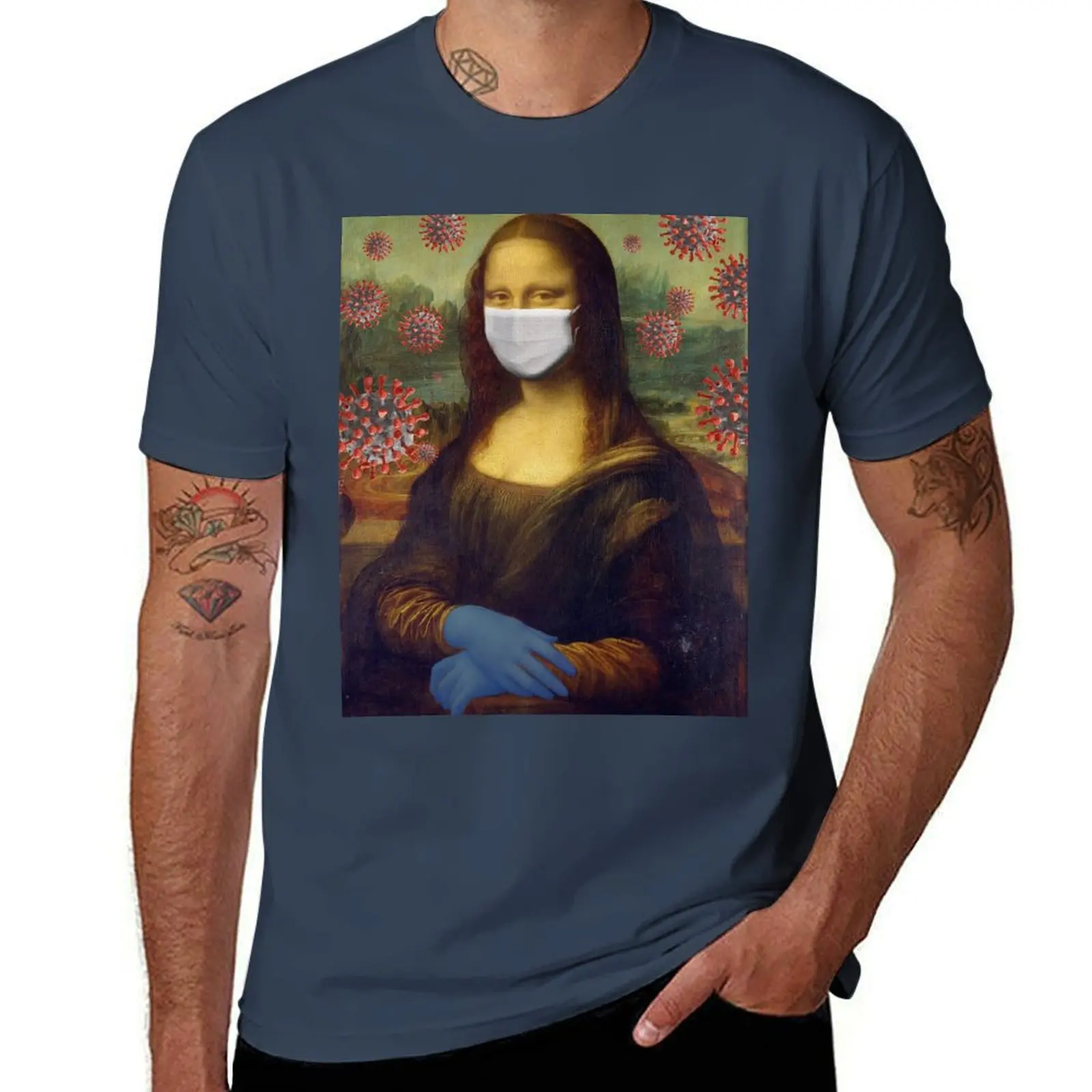 Mona Lisa Coronavirus Virus Protection Measure, RBSSG T-Shirt vintage clothes Short sleeve tee outfits for men