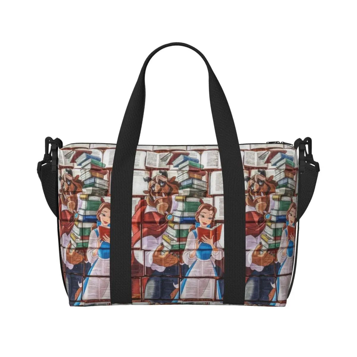 

Custom Beauty Anime And The Beast Beach Tote Bag Women Big Compartment Beach Gym Travel Bags