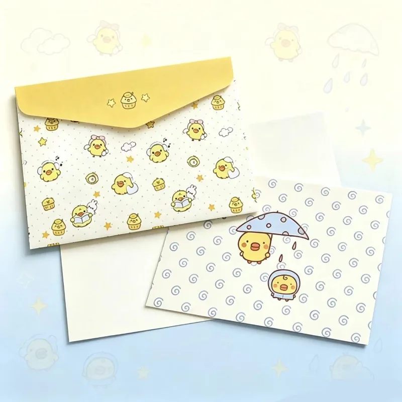 Rilakkuma Series Ins Healing Chick Cute Duck Envelope Letter Set Gentle Cartoon Animal Art Confession Message Letter Letter
