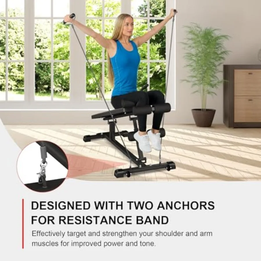 مقعد جلوس قابل للتعديل للتمرينات الأساسية وضغط مقاعد البدلاء: يتميز بمقبض أزمة عكسي لتدريب البطن وSu