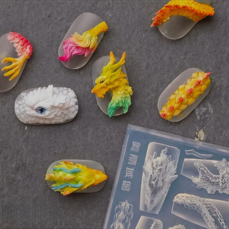 1pc Silicone Nail Art Dragon Mold 3D Relief Template for Artistic Decorations DIY Manicure Design