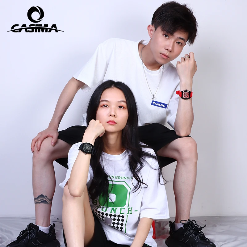 ساعات رياضية بحزام سيليكون من CASIMA، ساعات للطلاب، ساعات للأزواج، حركة كوارتز، مقاومة للماء، موديل CS2159-1042