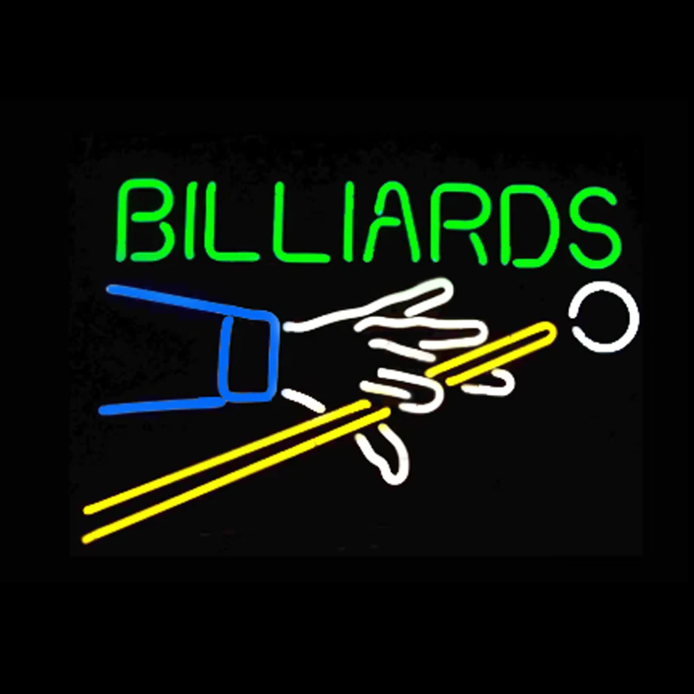 Imagem -02 - Bilhar Custom Handmade Neon Sign Light Pool Player Tubo de Vidro Real Loja Bar Sala de Jogos Anuncie Wall Decor 24 x 20