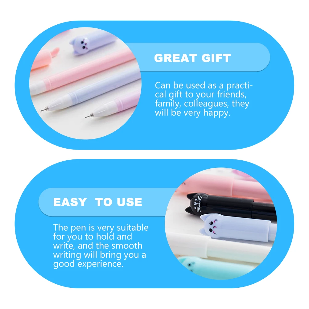 

18Pcs Adorable Cat Pens Household Sign Pens Full Needle Tube Nib Design Smooth Writing Must Have Item Writing Accessory