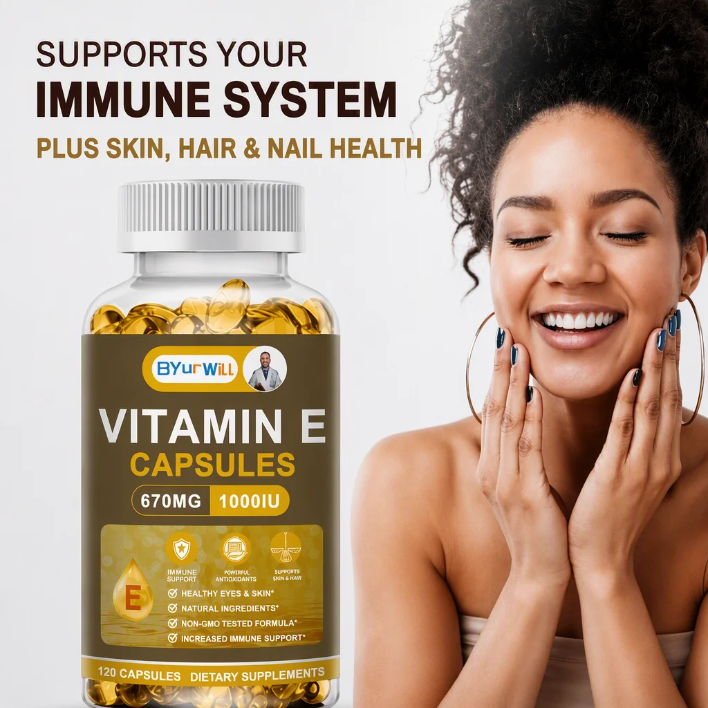 Vitamin E Capsules 1000IU, Antioxidant Support for Skin, Eye & Immune Health, Skin Whitening, Glowing Skin, Eye Vitamins