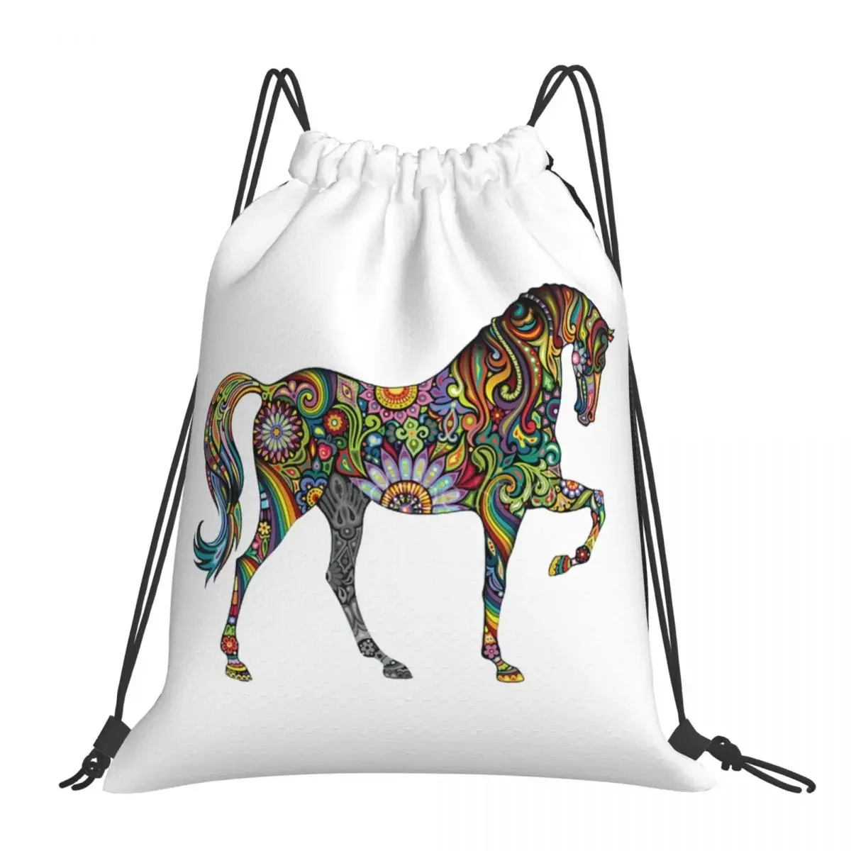 A Horse Of Many Colours Backpacks Portable Drawstring Bags Drawstring Bundle Pocket Sports Bag BookBag For Travel Students