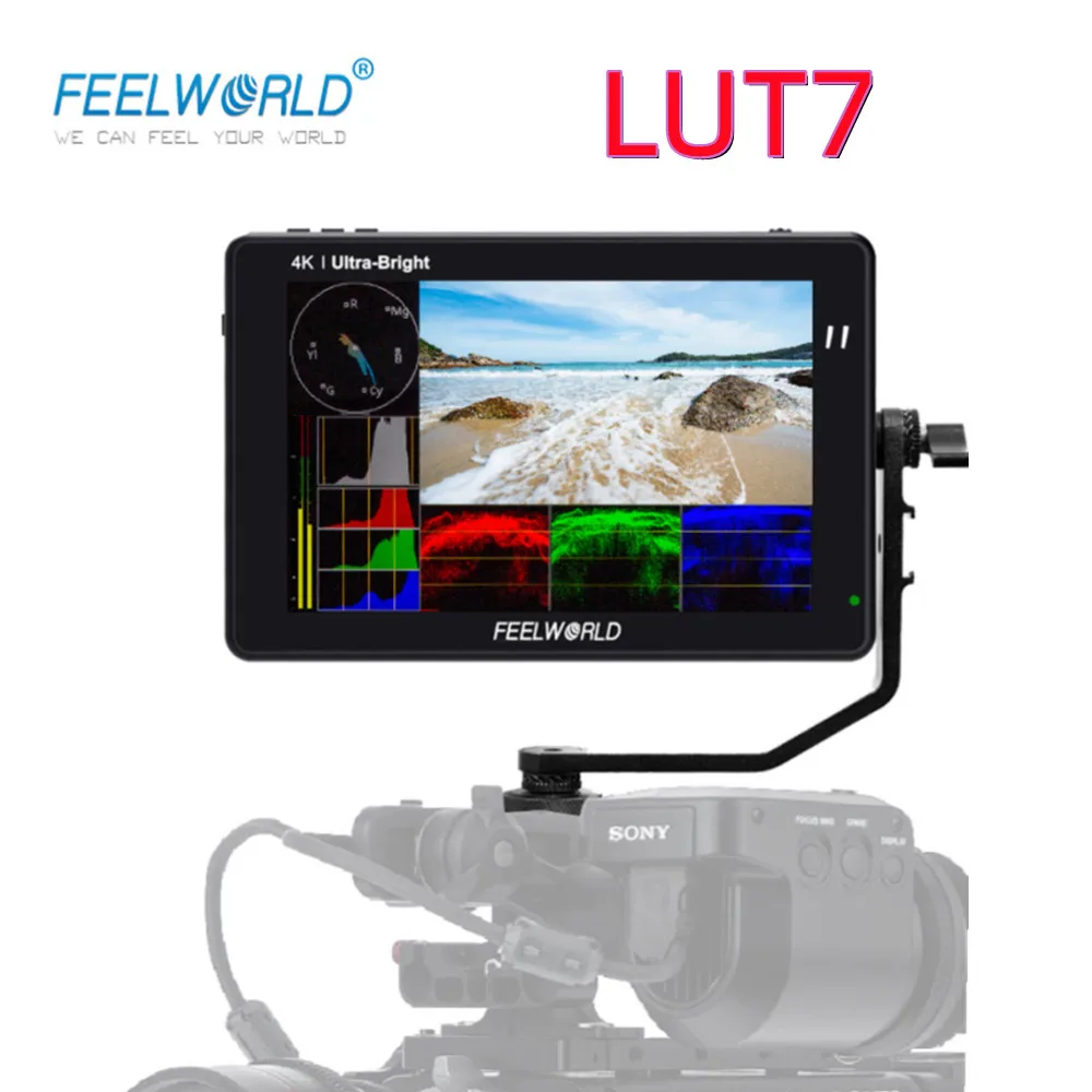 FEELWORLD LUT7 7 Inch 3D LUT 2200nits Touch Screen DSLR Camera Field Monitor with Waveform VectorScope Histogram