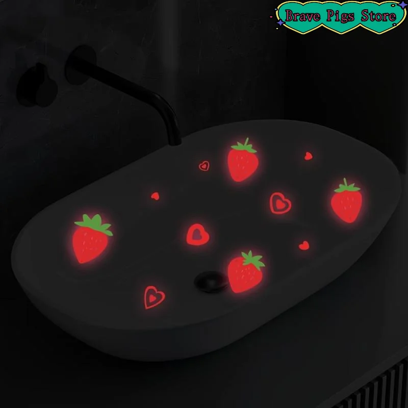 [HM]Glow In The Dark Sink Stickers Luminous Glass Stickers Washbasins Stickers Toilet Sticker Self-adhesive Removable Home Decor