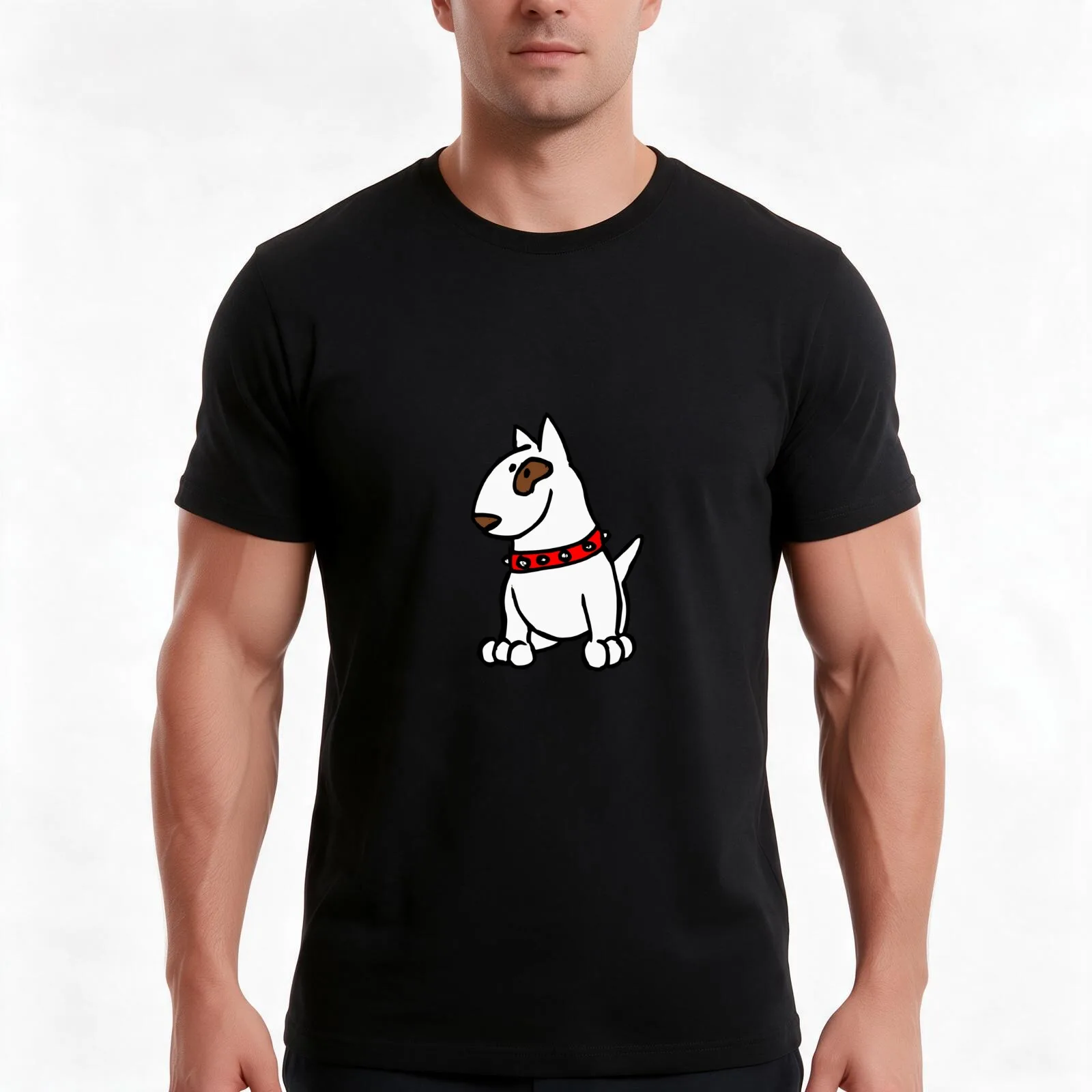 Just Bully English Bull Terrier Cartoon Dog T-Shirt, Summer Casual Cotton Tee, Oversized Streetwear Tops, Vintage Graphic Print