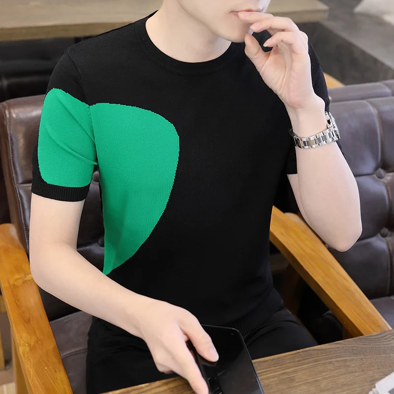 Xiaomi Elite knitted O-Neck T-shirt Men 2023 Skin-friendly Breathable Sweat-absorbing Letters Bee Embroidery Short Sleeve