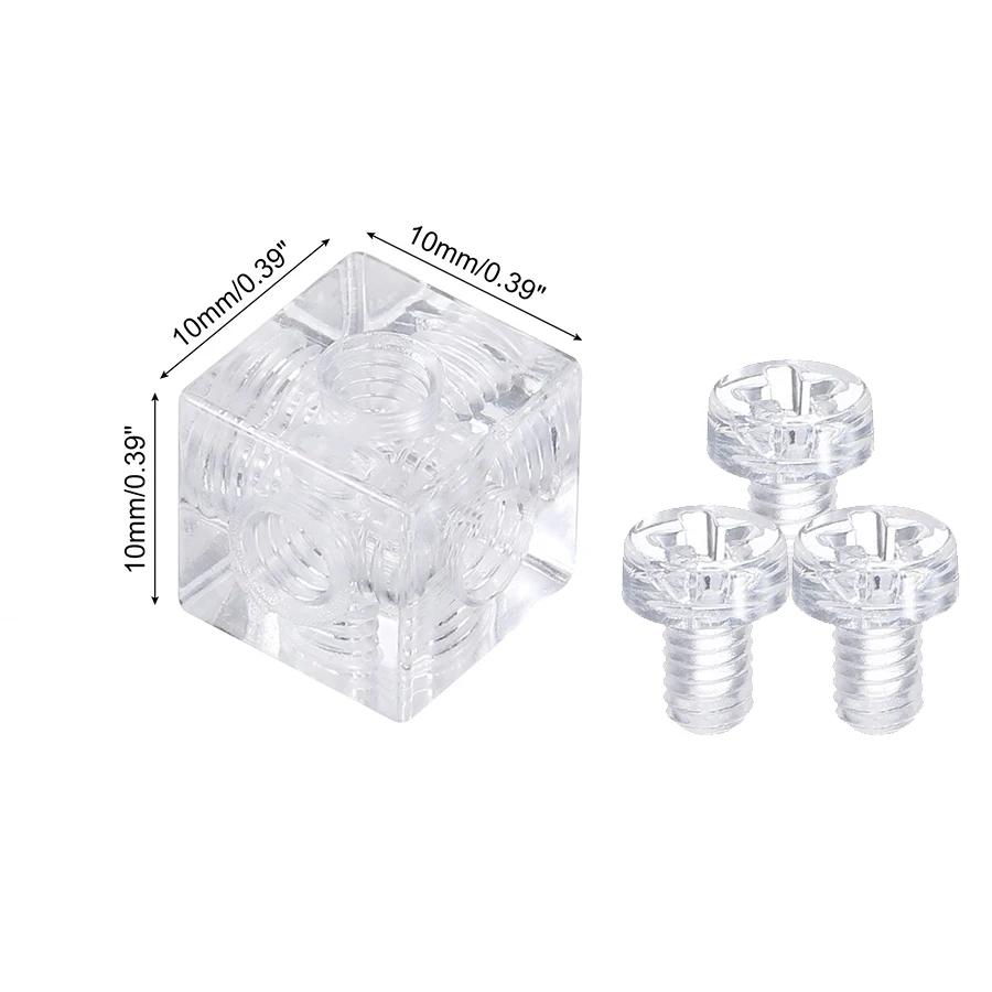 

Cheap Wholesale 500PCS Clear Acrylic Corner Braces 6-Sides Cubes Fixed Block Joint Brackets+Screws