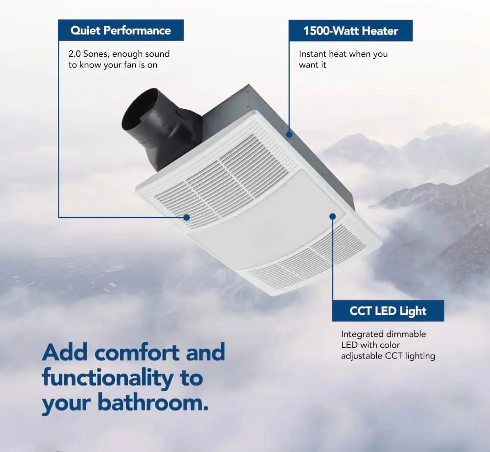 Bathroom Exhaust Fan, Heater, and LED Light Combination