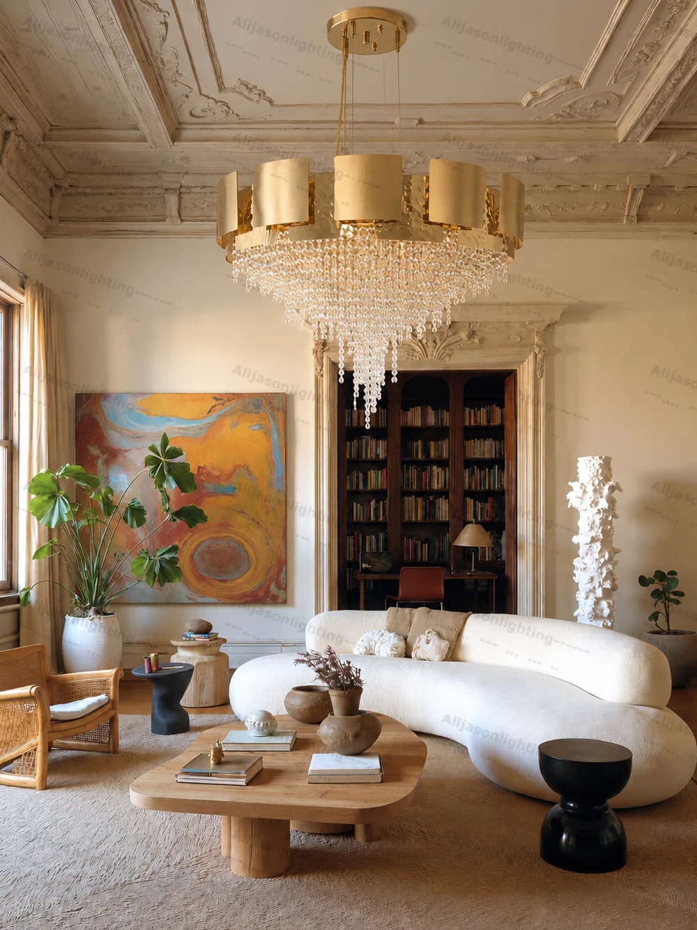 Upgrade Your Home With Our K9 Crystal  LED Chandelier Crafted From Stainless Steel Dimming Function Gold Chrome Black Hardware