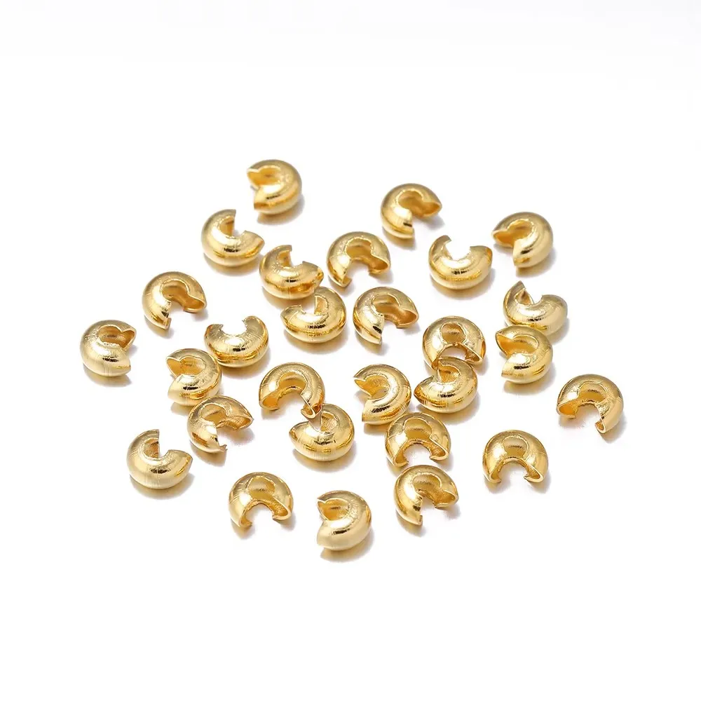 100pcs/lot Copper Round Covers Open Crimp End Beads Dia 3 4 5mm Stopper Spacer Beads For DIY Jewelry Making Findings Supplies