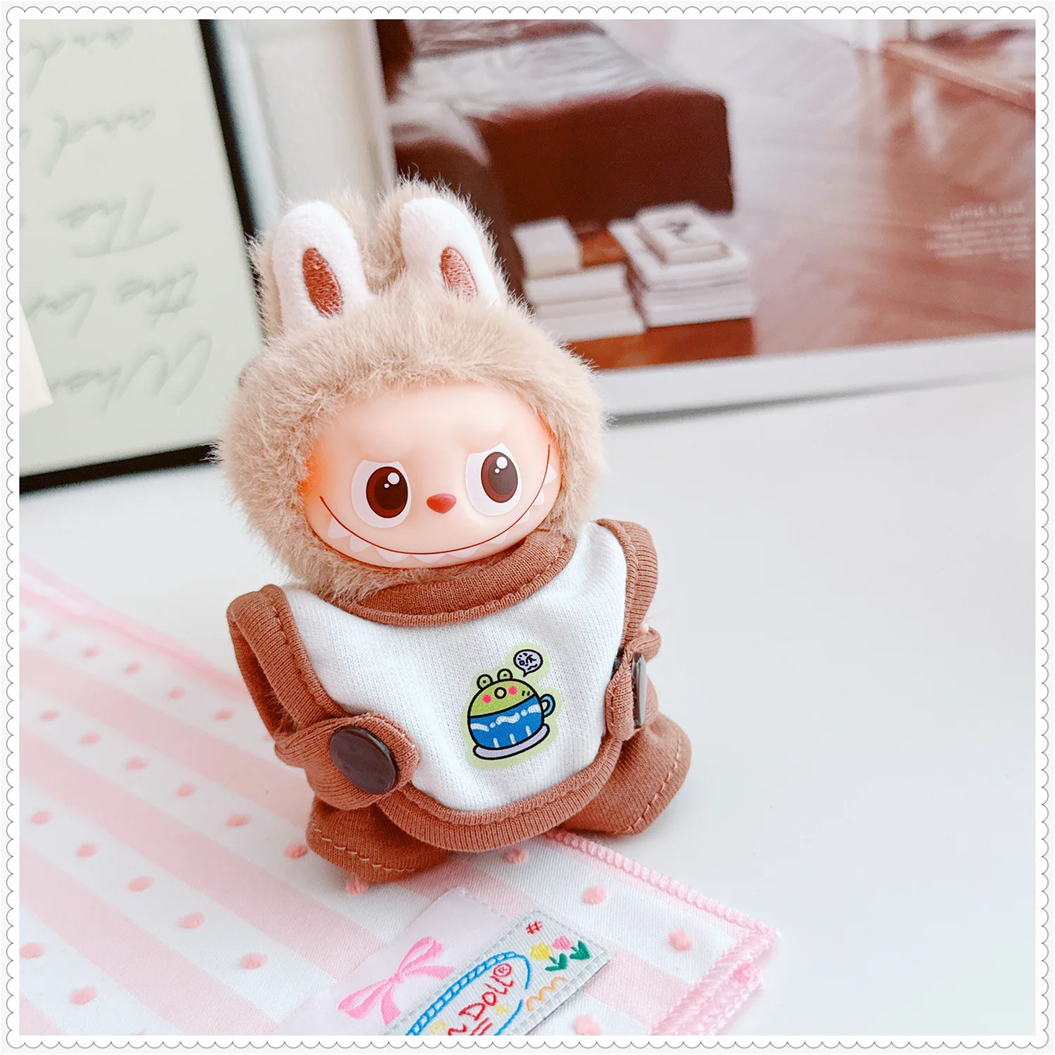 For 10cm Labubu Accessories Baby Coverall Crawling Clothes Labubu Clothing Dolls 4.0 Designer Original DIY Plush Toys Decoration