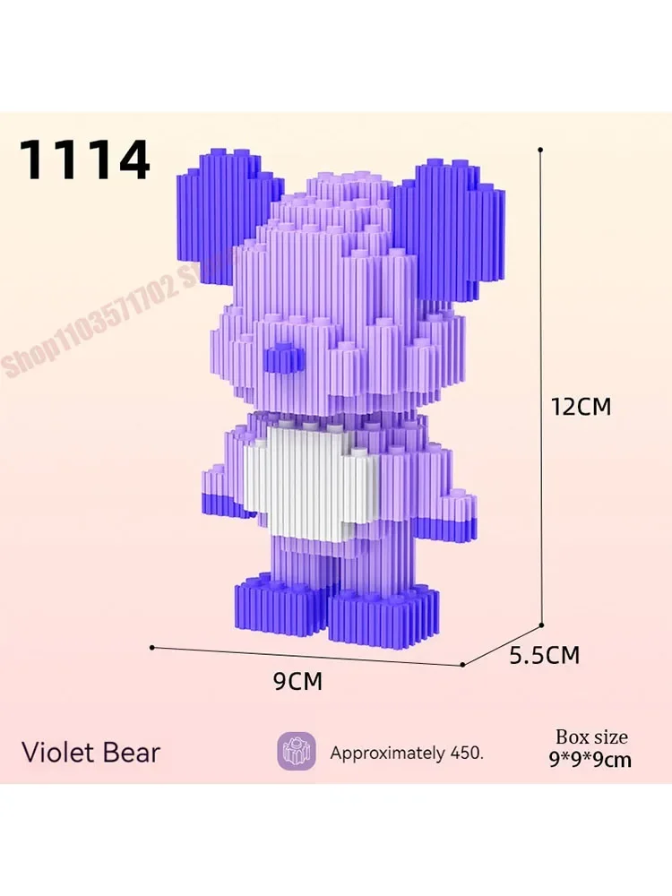 

Bearbricks Bearbricking With Light Building Blocks Love Violent Bear Bearbrick Micro MOC Block Construction Bricks Gift