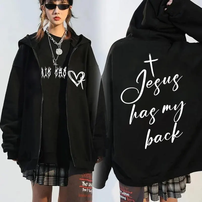 Christian Living Proof of A Loving God Graphic Printing Zip Up Hoodies Men Women Jesus Bible Verse Winter Jackets Sweatshirt