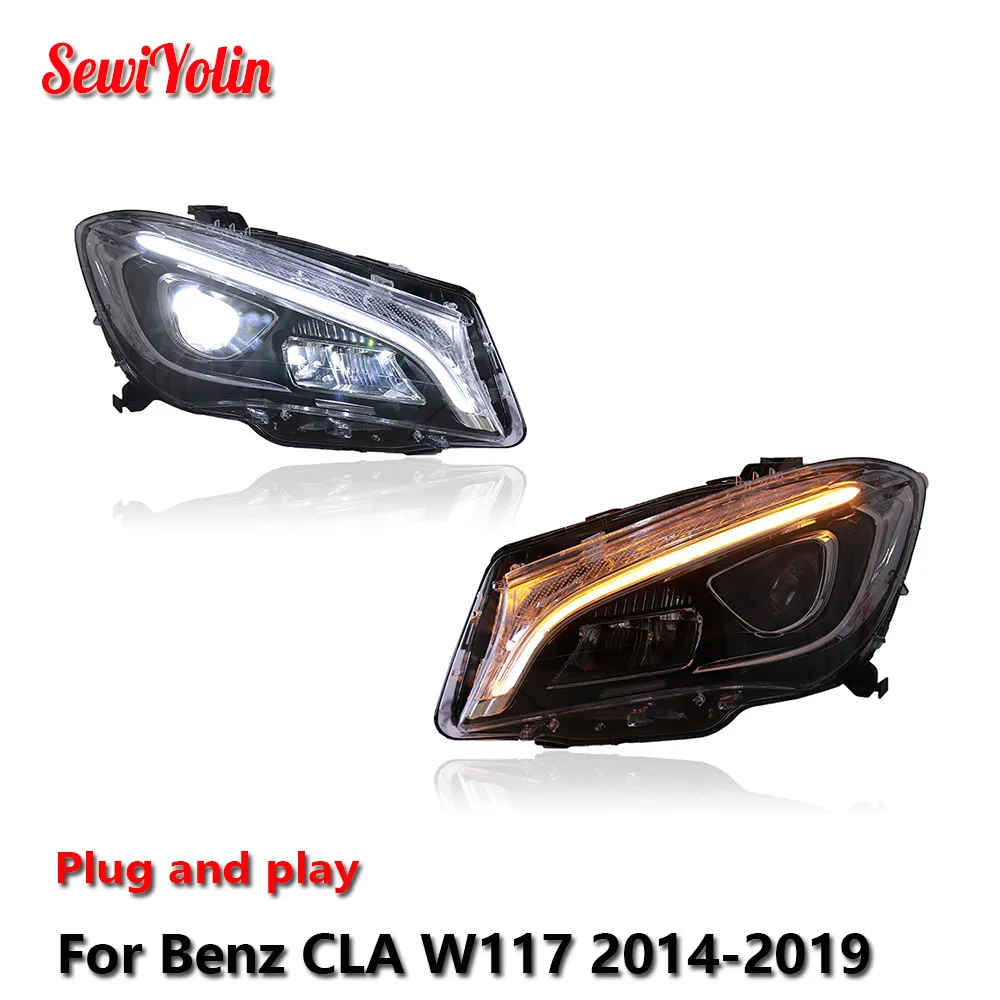 

Автомобильные светодиодные фары в сборе для Benz CLA W117 2014-2019, авто противотуманные фары DRL, стоп-сигнал поворота, лампа Plug and Play