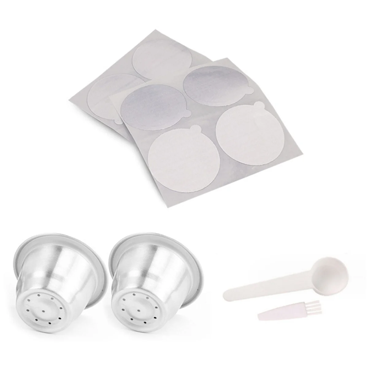 Reusable Espresso Capsules, Stainless Steel Refillable Espresso Pods with Aluminum Foils