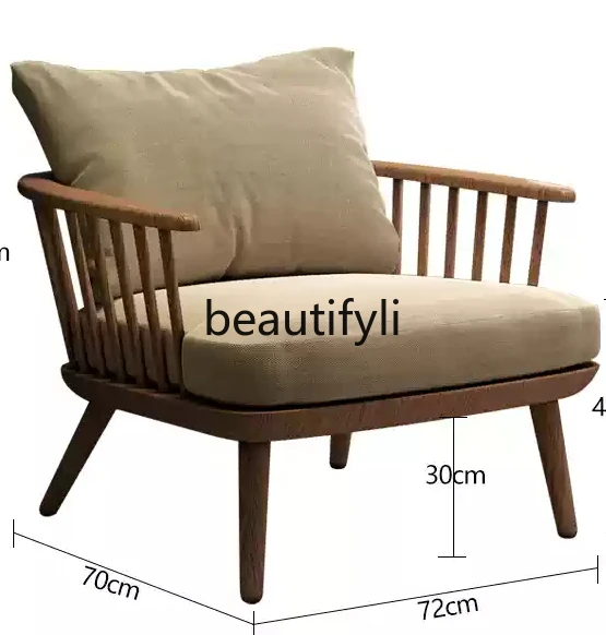 

Modern simple solid wood single sofa Chinese antique hotel homestay reception sofa