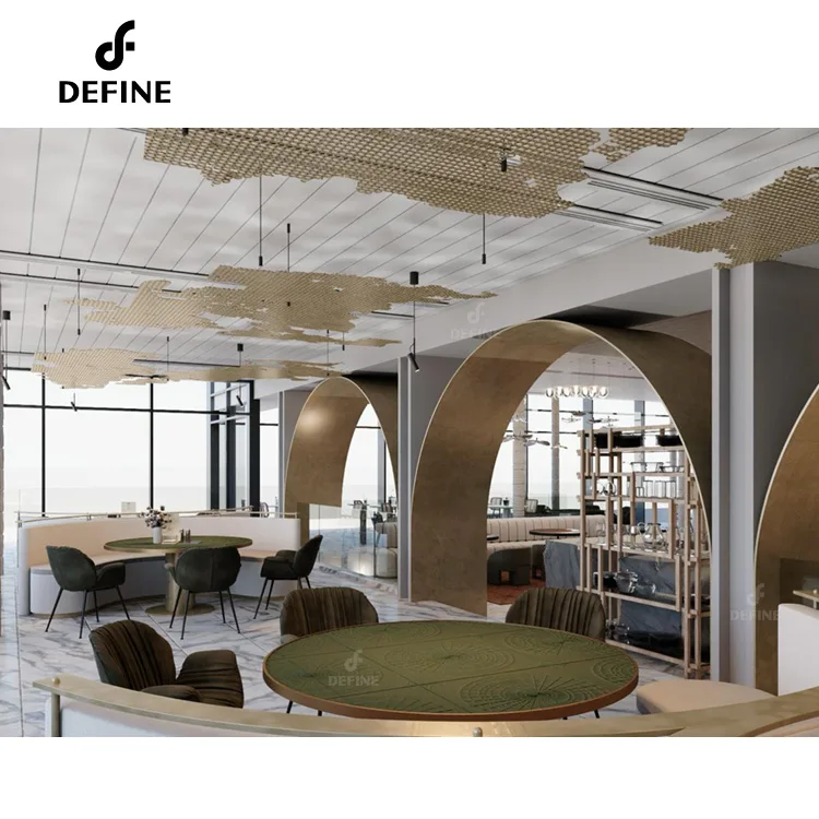 مشروع الإمارات العربية المتحدة مع تصميم فاخر ثلاثي الأبعاد لأثاث مطاعم الفندق عالي الجودة تجاريًا عالي الجودة