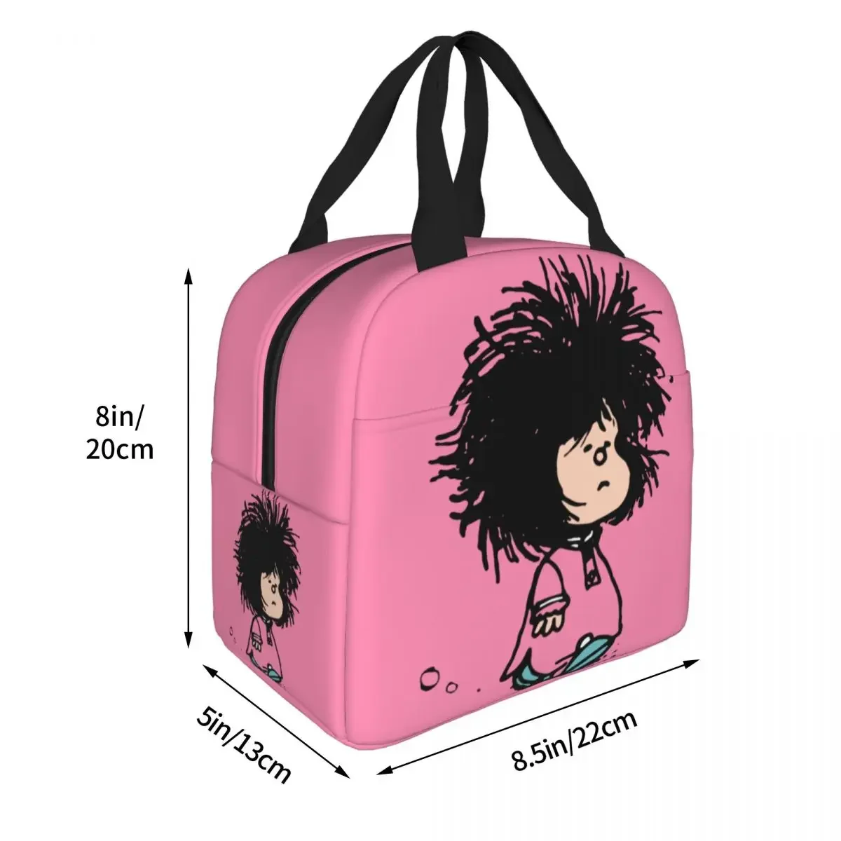 Mafalda with Nightgown Quino Argentina Cartoon Insulated Lunch Bag Thermal Bag Reusable Tote Lunch Box Food Bag School Picnic