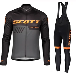 SCOTT Cycling Jersey Men Long Leg Set Bike Bib Bicycle Clothing Wear Suit Autumn Men's Outfit 2023 Man Summer Pants Clothes Mtb