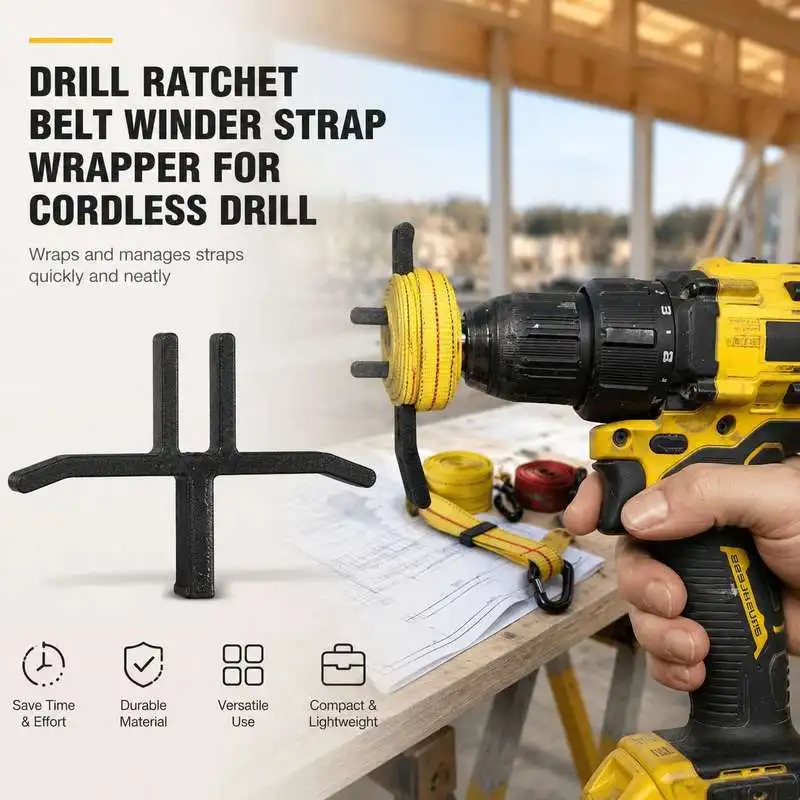 Drill Ratchet Strap Winding Tool Power Tool Cord Organizer Wrap Storage Accessory