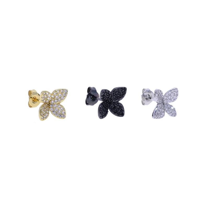 Luxury Fashion Flower Leaf Shaped Earrings for Women Gorgeous Micro Paved Bling Cubic Zirconia Bridal Wedding Jewelry