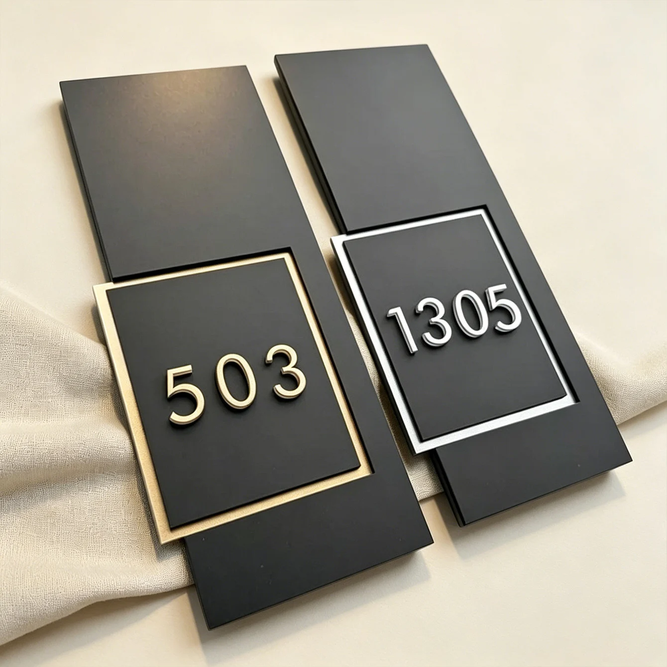 Customized Modern Acrylic Room Door Signs, Personalized Door Plaques for Home/Office, Minimalist Wall-Mounted Address Signs, Personalized Home Decor, Holiday Gifts, Housewarming Gifts, Mother's Day Gifts, House Door Signs｜Luxury Version｜Precision Laser-Cut Acrylic House Number Signs｜Matte Charcoal Gray & Silver Mirror Finish, Home Decor, Custom Door Signs