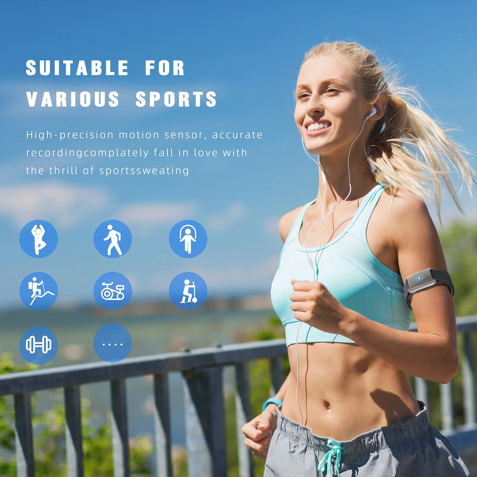 FITCENT Heart Rate Monitor Armband ANT+ Bluetooth Optical Fitness Tracker Band HR Sensor for Garmin Wahoo Bike Computer Peloton