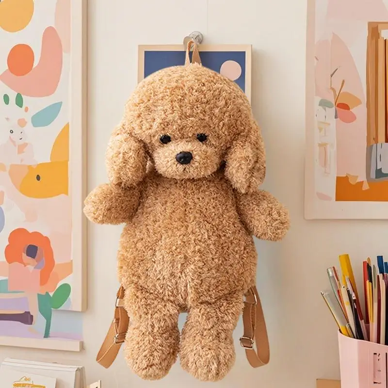 Bonito cão forma realista adorável bolsa macio pelúcia animal bolsa de ombro para a escola menina crianças feminino acessório viagem ao ar livre