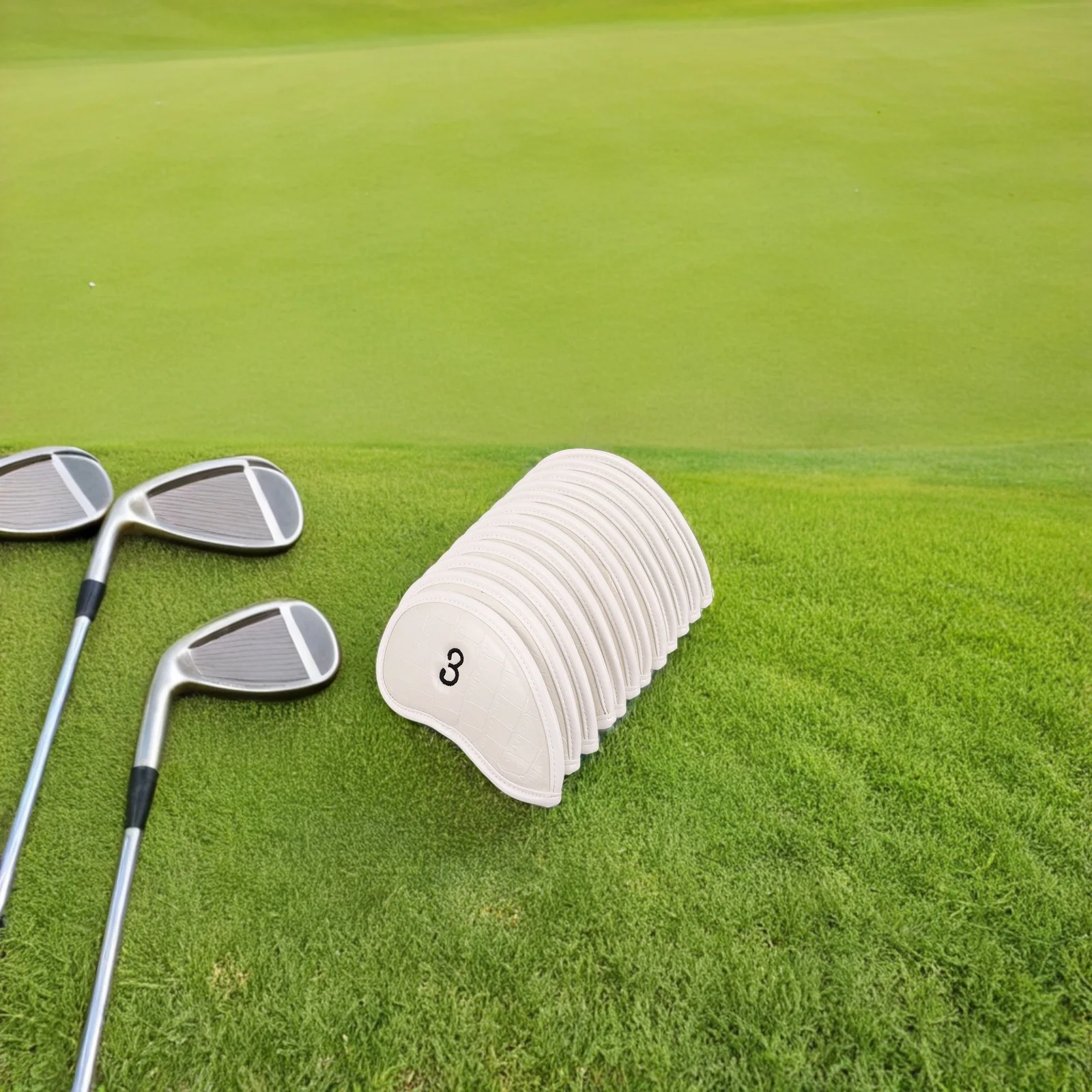 

12Pcs Golf Club Head Covers PVC Durable Iron Covers Golf Club Protector Set for Putters Drivers Fairway Woods Fairway Headcover