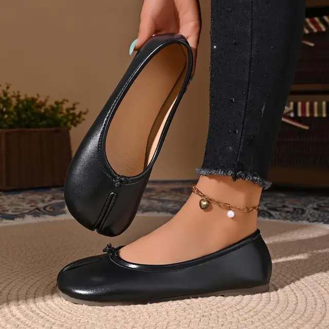 Spring Women's Split Toe Ballet Flats Soft PU Slip On Loafers Comfortable Casual Walking Shallow Mouth Daily Shoes for Ladies 2 Spring Women's Split Toe Ballet Flats Soft PU Slip On Loafers Comfortable Casual Walking Shallow Mouth Daily Shoes for Ladies 2