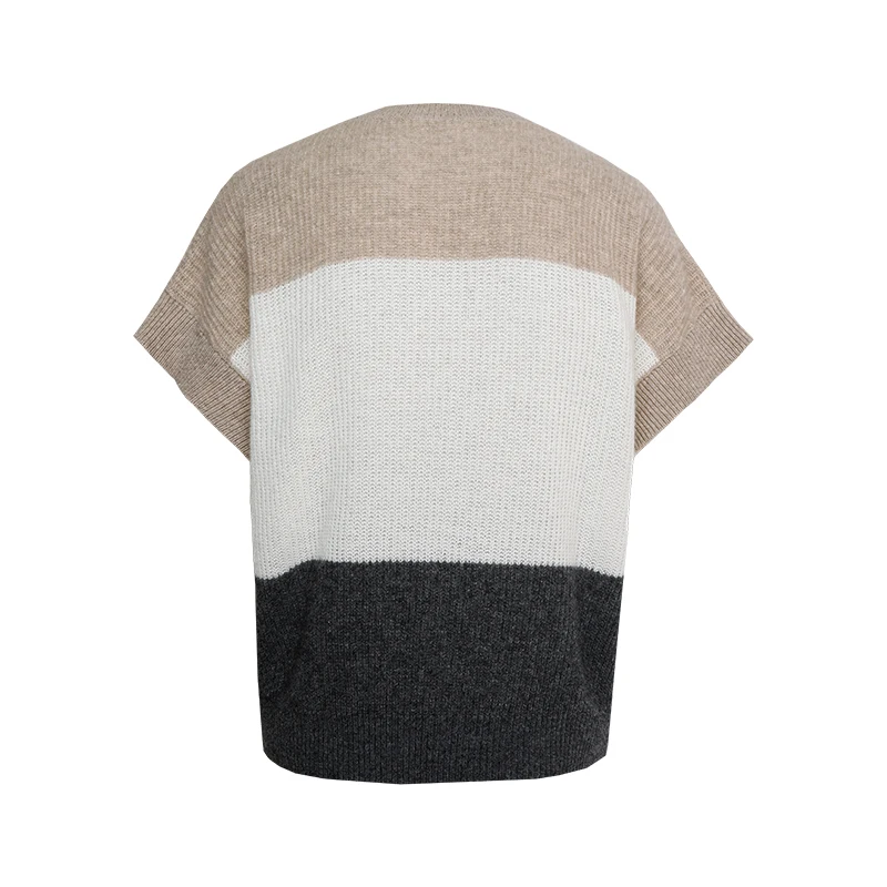 BC-349 Round Neck Batwing Sleeve Contrast Color 100% Cashmere Clothing Knit Top Woman Knitwear Knitted Sweater Women\'s Sweater