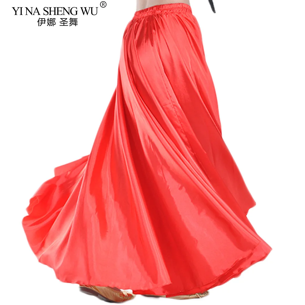 Bauchtanz 360 Grad Professionelle Tanz Praxis Rock Frauen Satin Tanz Kostüm Flamenco Röcke Bauchtanz Rock 14 Farben
