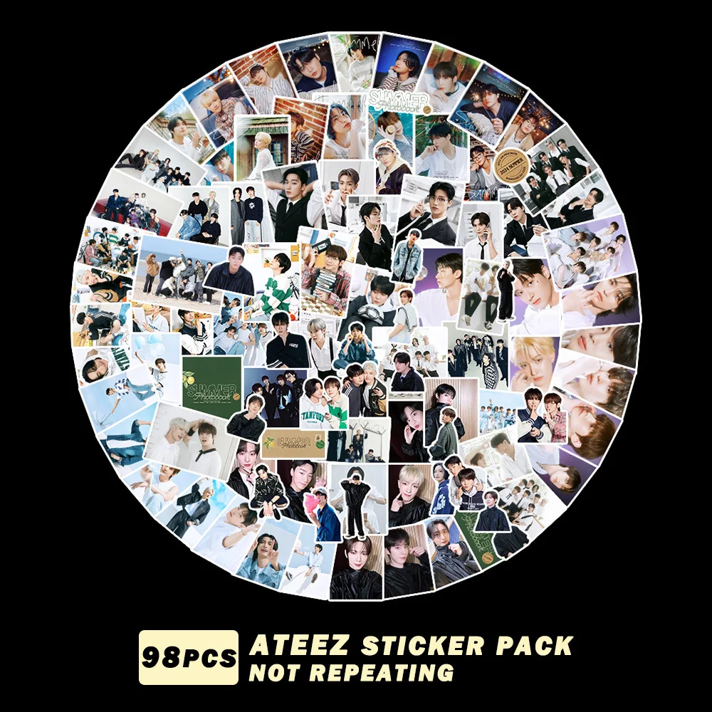 98Pcs/Set ATEEZ Sticker New Album 2024 SUMMER PHOTOBOOK Stickers Computer Tablet Decoration Yeosang San Jongho Mingi Fans Gifts