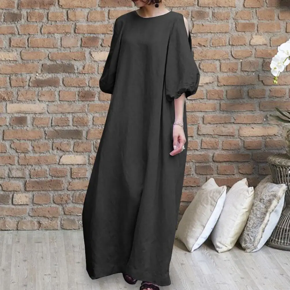 Stylish Women Dress Solid Color Half Sleeves Soft Lady Summer Dress  Casual Ladies Robe Dress Women Garment