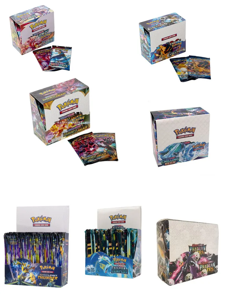 324/360 pièces/ensemble cartes Pokemon évolutions prismatiques Violet écarlate 151 SUN MOON Pokémon anglais Booster bataille Transaction cadeaux