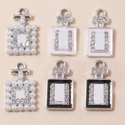 Exquisite 10pcs Brand Design Crystal Pearl Perfume Bottle Pendants for Bracelets Earrings Jewelry Making