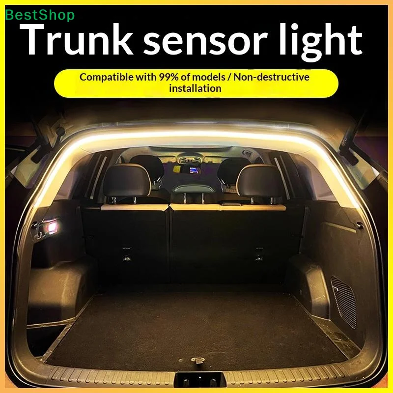 2/4M Car High Brightness Trunk Lighting Ambient Light Interior Decoration LED Wiring Free Automatic Sensing Tailgate Light Strip