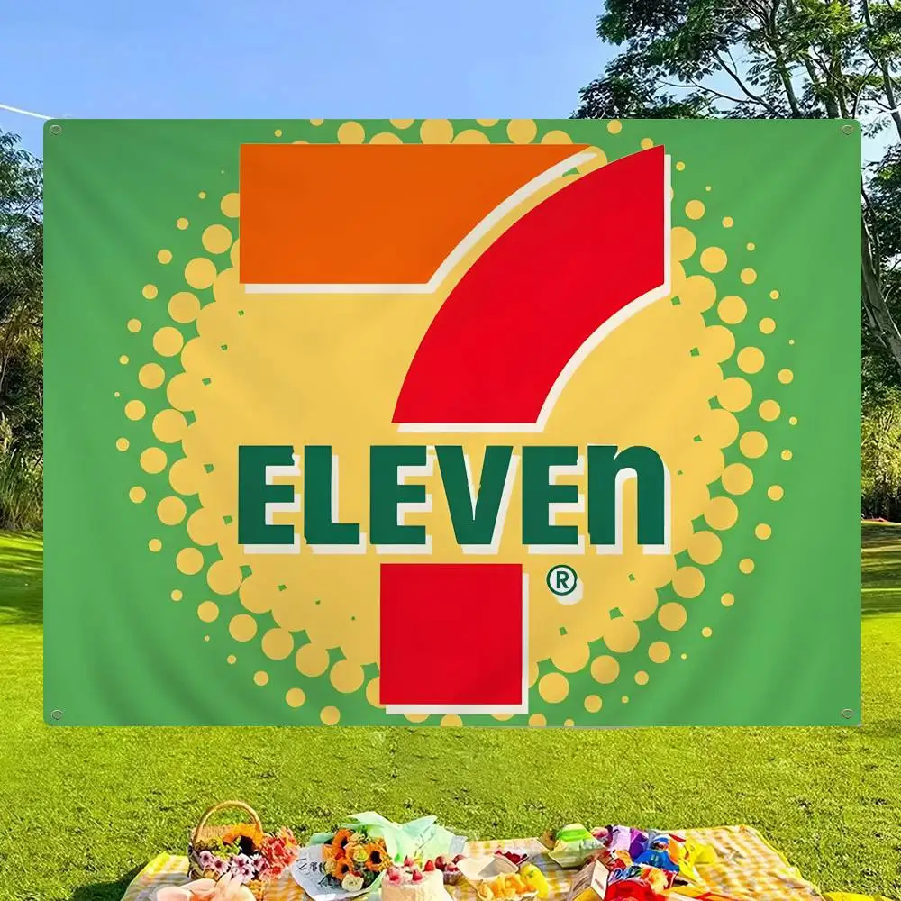 7-E-ELEVEN-S Creative Pattern Hanging Flag Polyester Printed Banner Hand Pulled Flag