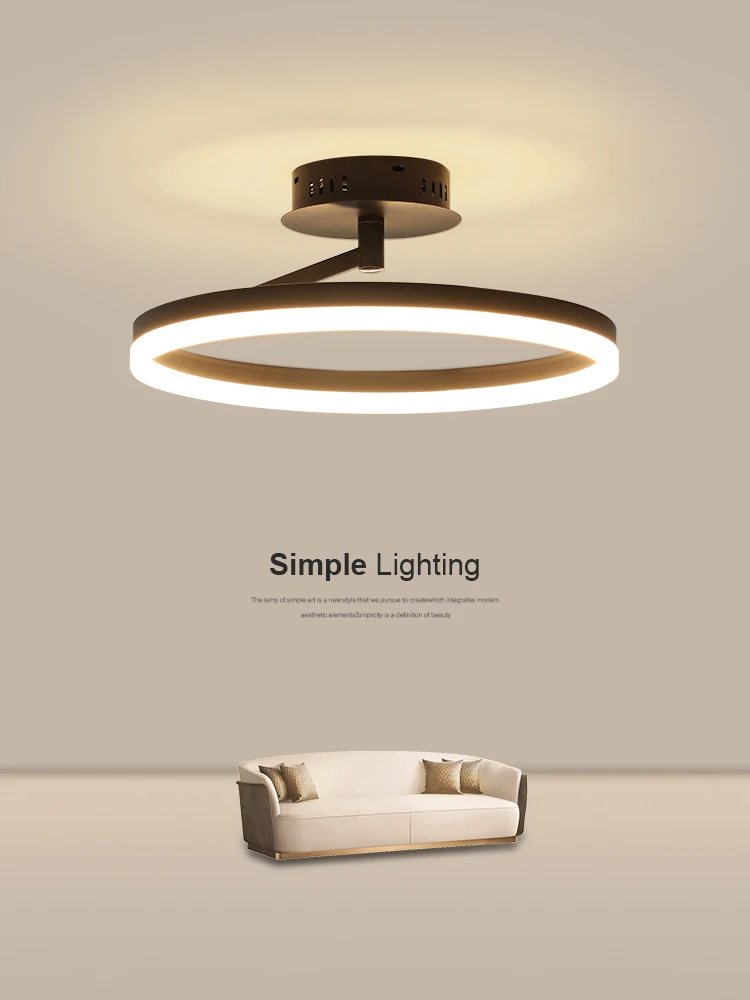 

Simple Round LED Ceiling Light Is Used For Dining Room Bedroom Kitchen Living Room Black White Remote Control Lamp Decoration