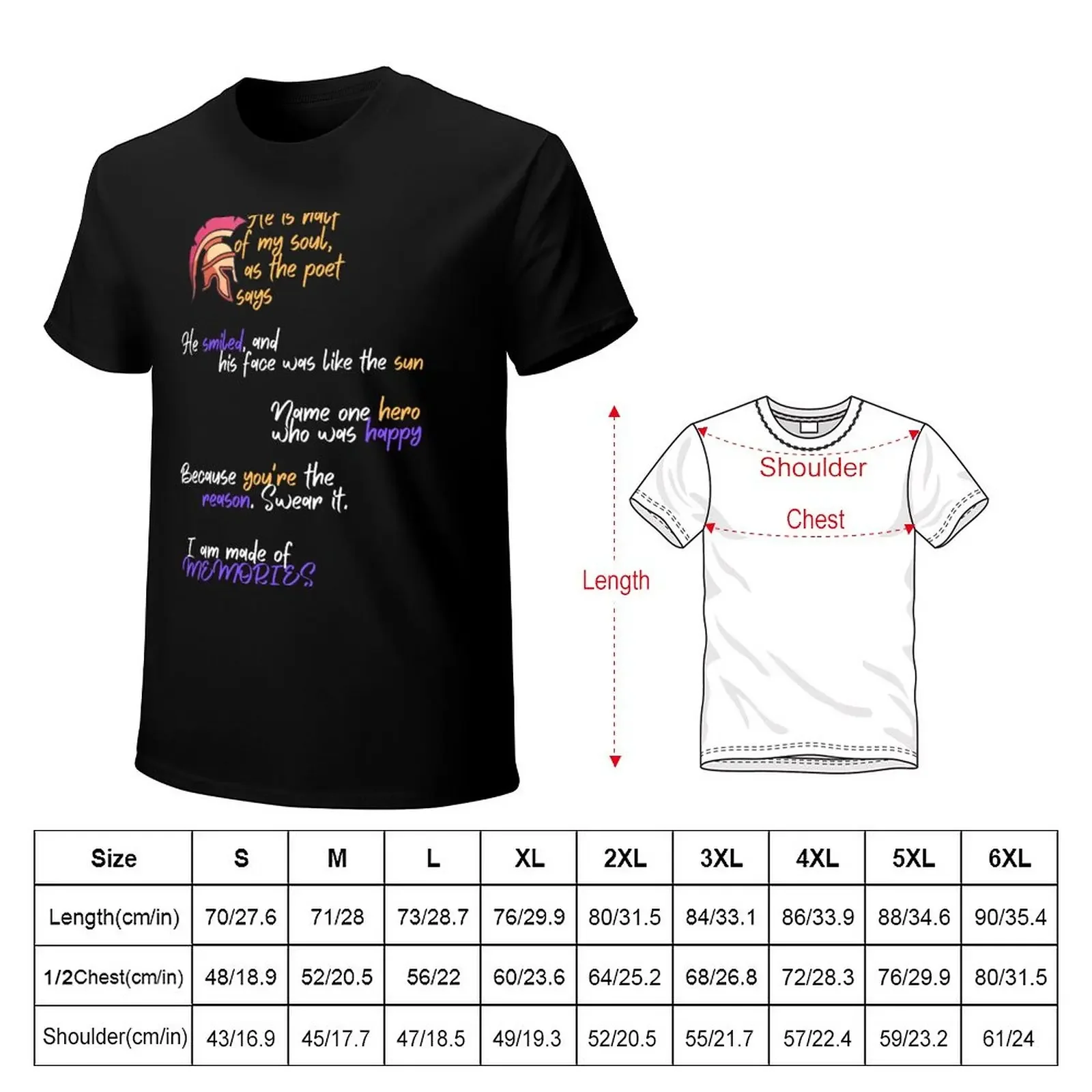 The Song of Achilles | Tsoa | Patrochilles | Quotes Black Version T-Shirt quick drying Aesthetic clothing men graphic t shirts