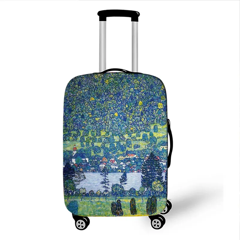 Gustav Klimt-funda de equipaje con pintura al óleo para mujer, cubierta elástica antipolvo para maleta de viaje, noche estrellada de Van Gogh